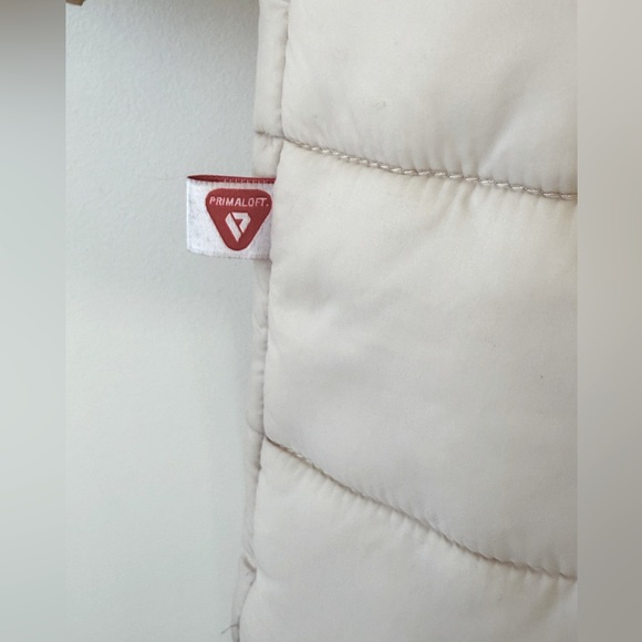 Zella City Dweller Longline Primaloft Quilted Cream Puffer Hooded Coat Jacket L - Picture 11 of 12